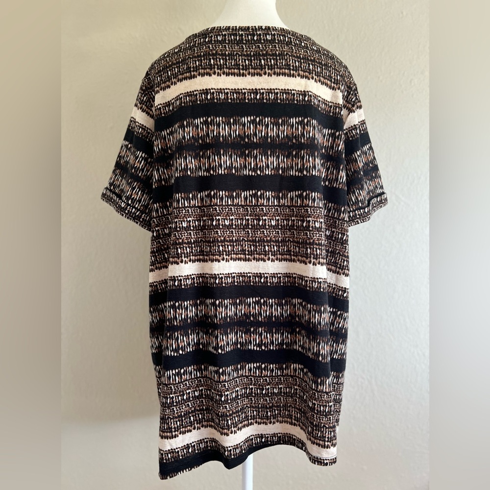 WESTBOUND Striped Faux Button Detail Short Sleeve Top EUC - Picture 3 of 8
